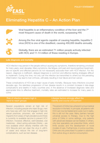 EASL Policy Statement on Hepatitis C Elimination - RO