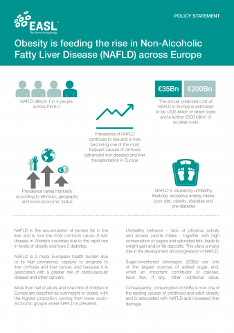 EASL Policy Statement on Obesity is Feeding the Rise in Non-Alcoholic Fatty Liver Disease (NAFLD) across Europe