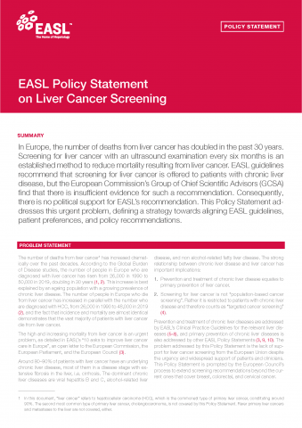 EASL Policy Statement on Liver Cancer Screening